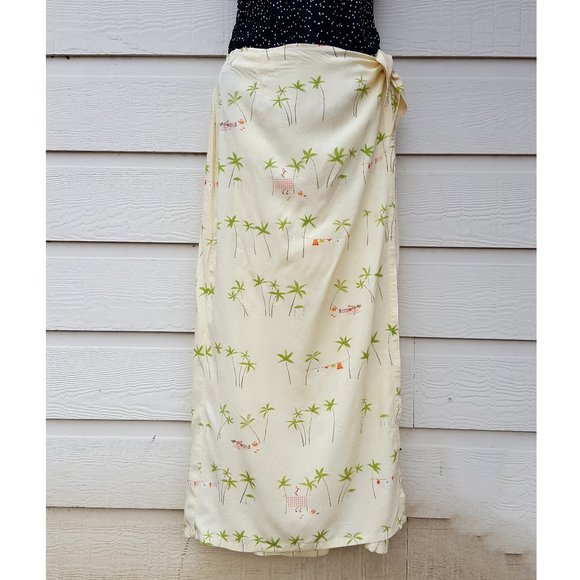 Women's Wrap Skirt Cover Up Yellow Beach Print - Picture 6 of 10